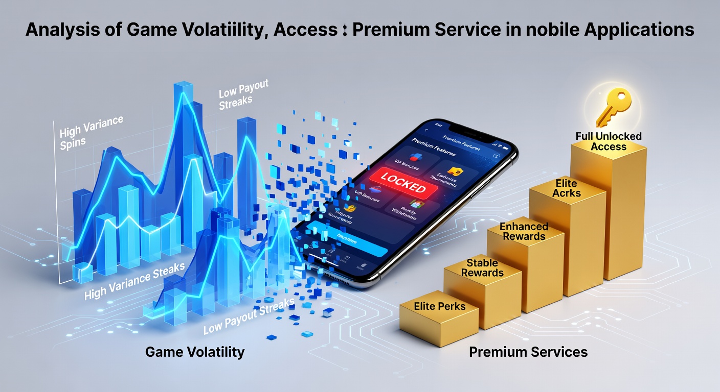 Mobile gambling app interface showing slot games with volatility indicators and premium service tiers