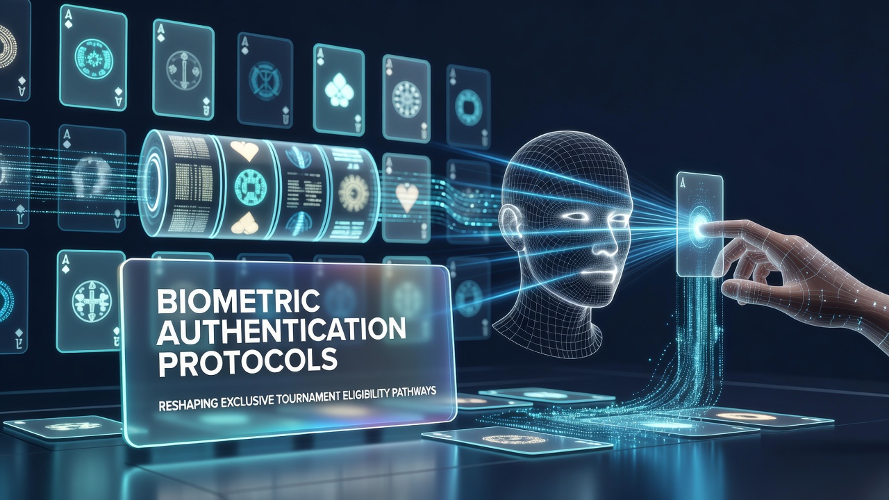 Biometric scanning interface integrated into virtual card and reel tournament platforms showing facial recognition verification