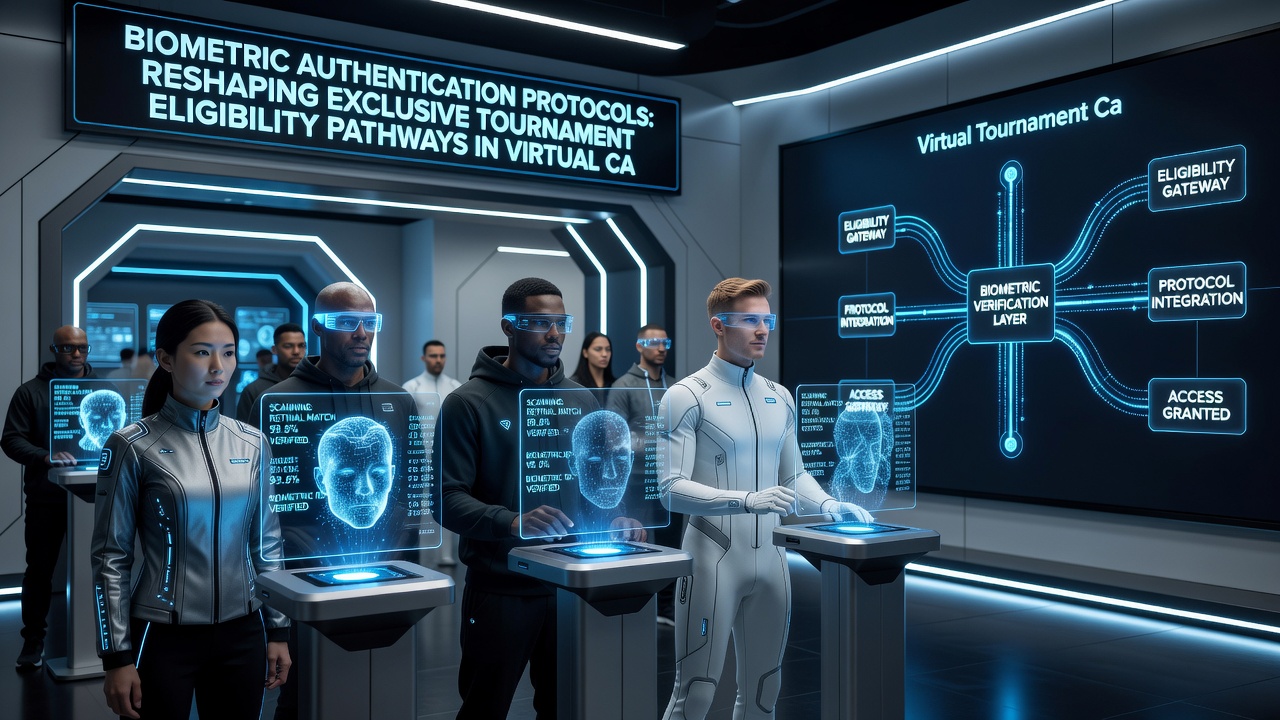 Mid-article view of biometric data flow connecting virtual reel features to secure tournament qualification systems