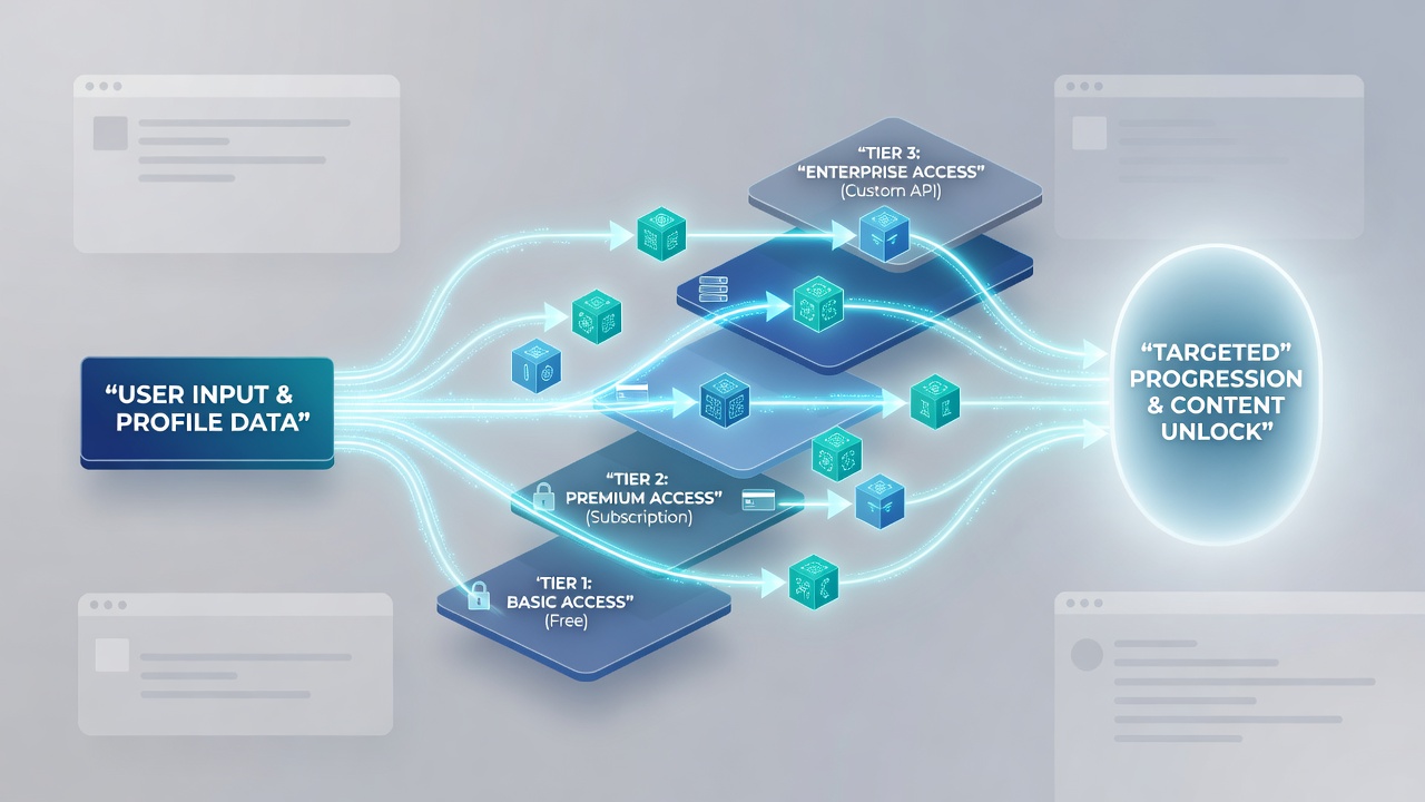 Flowchart illustrating progression tiers steered by matching algorithms in online entertainment networks
