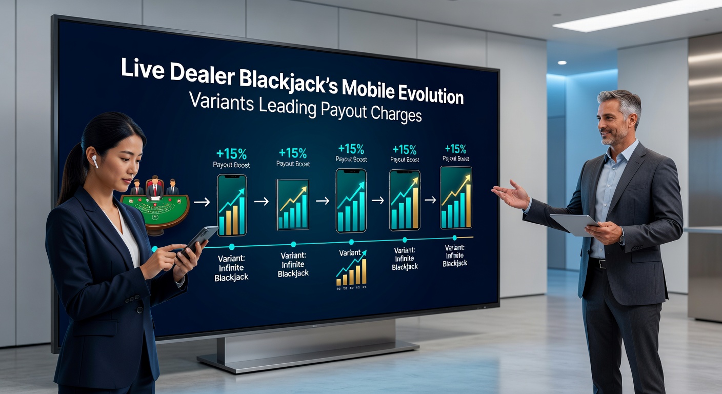 Smartphone screen displaying live dealer blackjack table with cards in motion and chat interface active