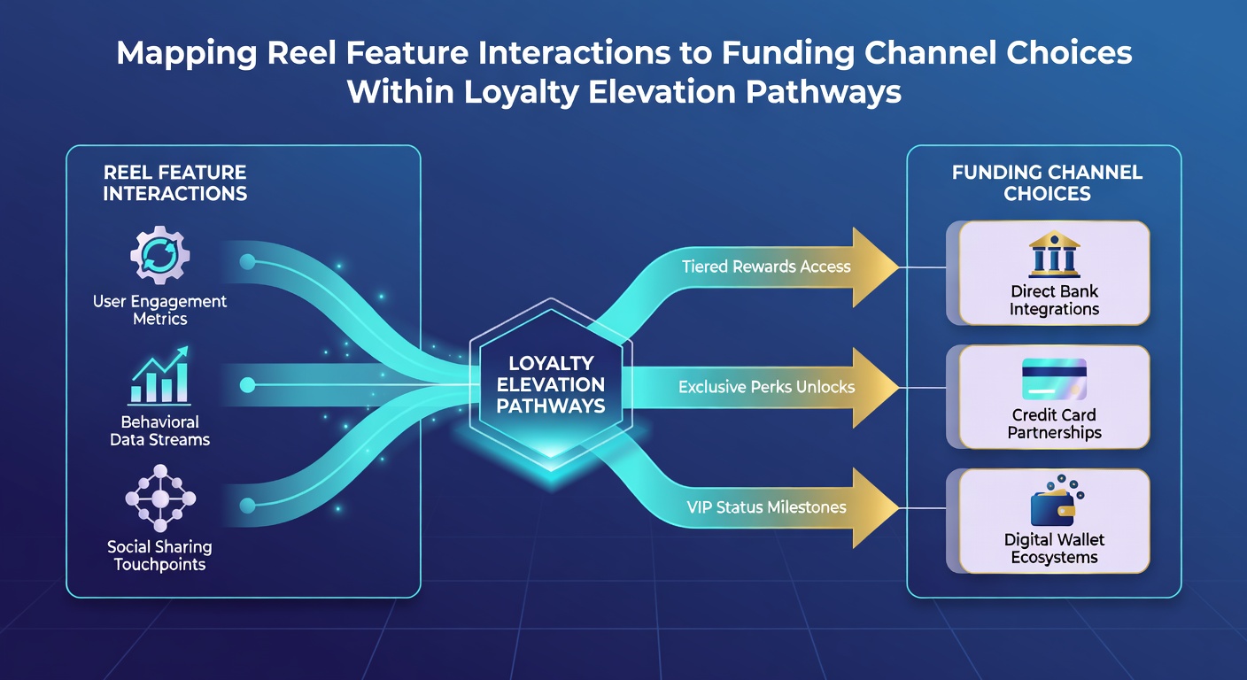 Diagram showing connections between slot reel features and various funding methods in casino loyalty programs