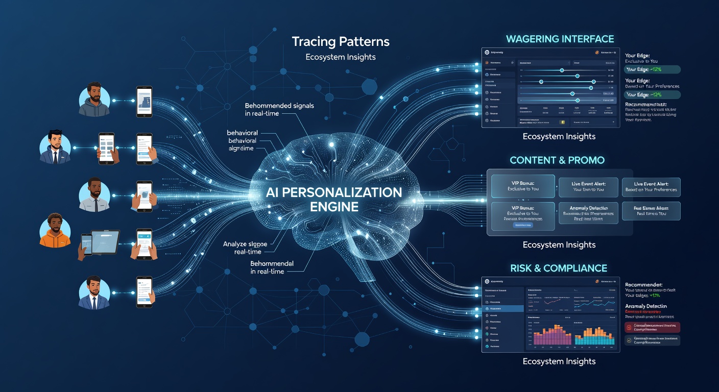 Network graph illustrating connections between user segments and personalized wagering recommendations generated by AI models