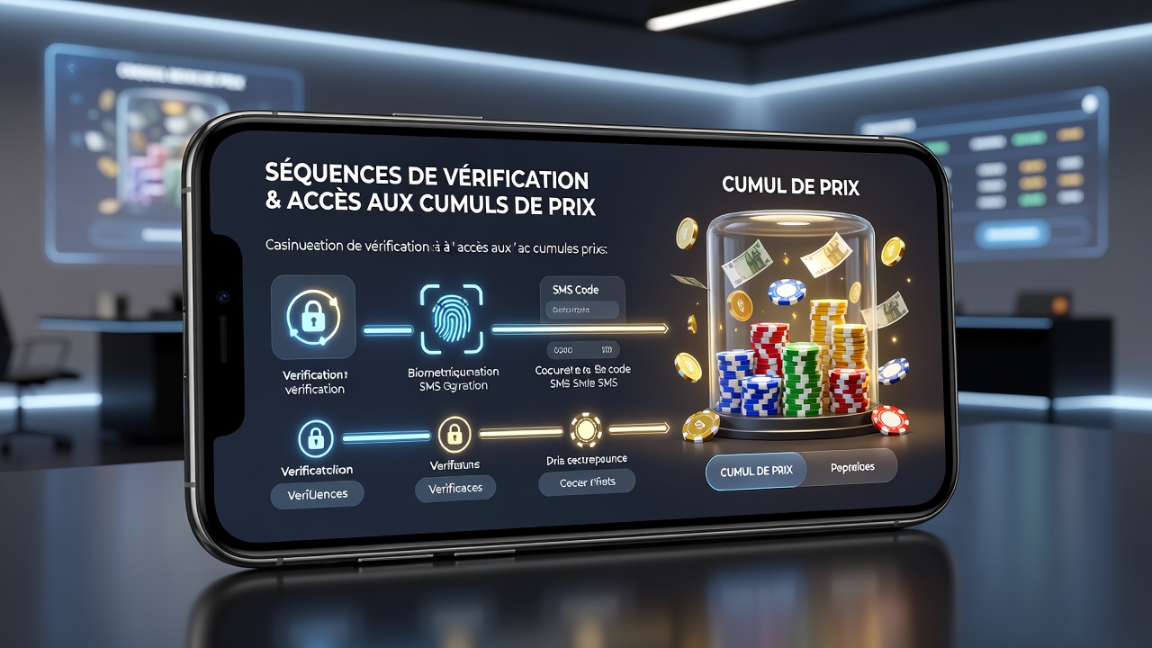 Mobile casino interface showing cumulative prize pool balance and verification status indicators
